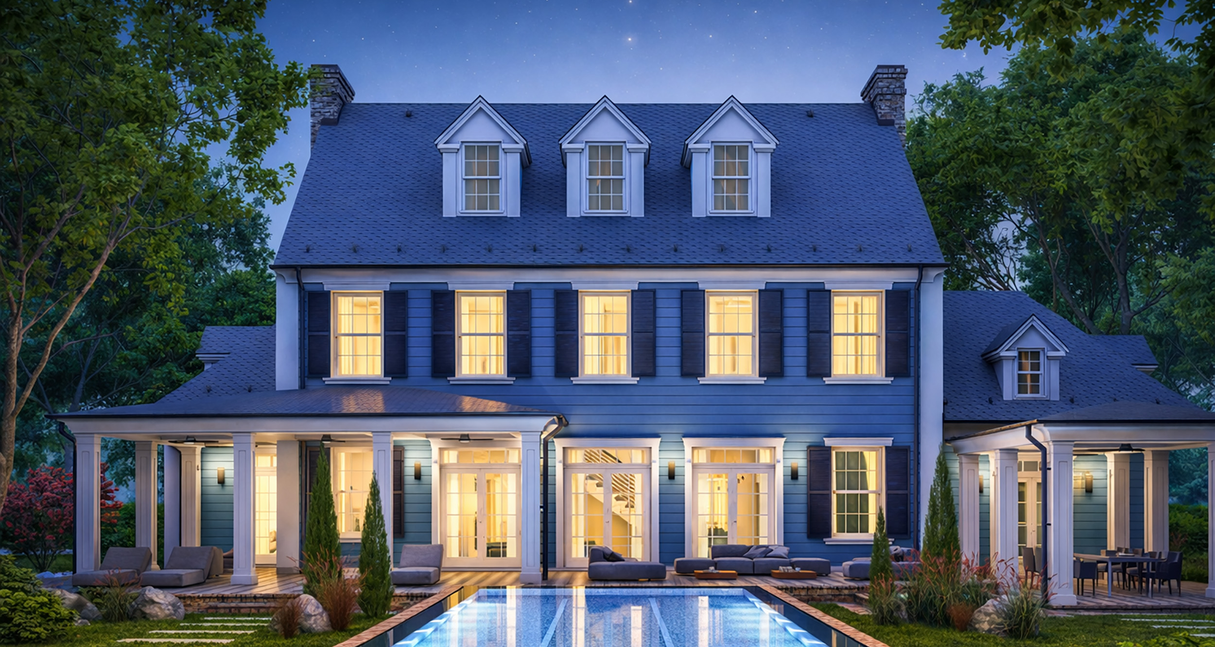 Custom exterior shutters installed on a residential home